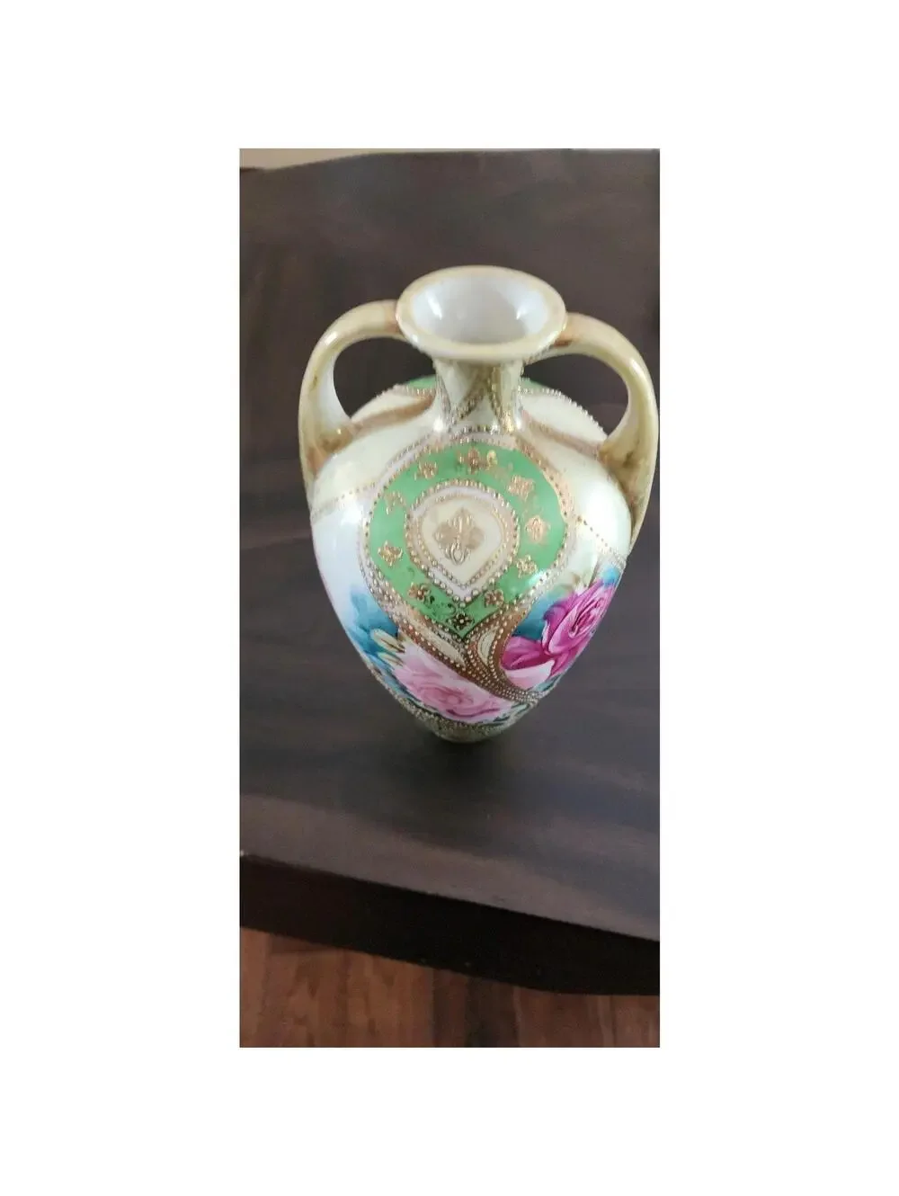 Vintage Japanese Nippon Floral Vase hand painted flawless unique beautiful